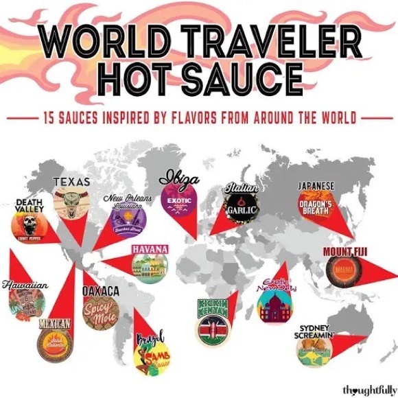 Hot Ticket World Traveler Hot Sauce Gift Set, 15-Pack Assorted Sauces - Picture 2 of 8